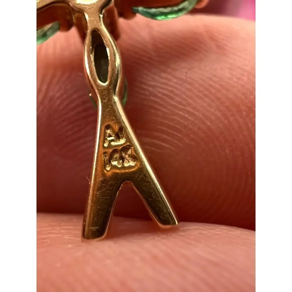 14k gold emerald diamond cross pendant - Picture 9 of 11